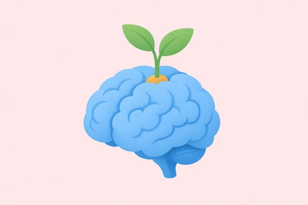A brain with a seedling growing from it
